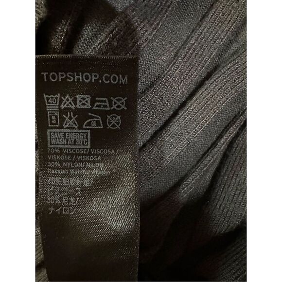 Topshop Womens Charcoal Gray Ribbed Button Sleeve Pullover Sweater sz 6 - Picture 12 of 13
